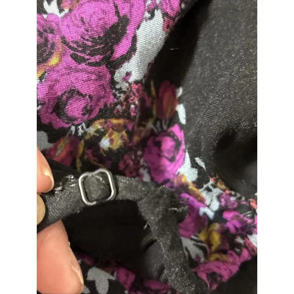 Free People Open Back Purple/Blk Slip Dress Asymmetrical Pockets‎ NWOT Gypsy XS